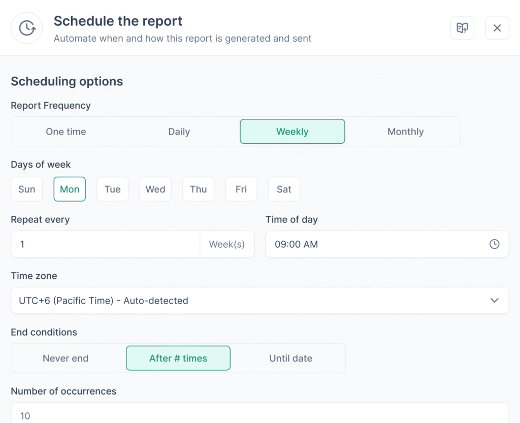 report scheduled